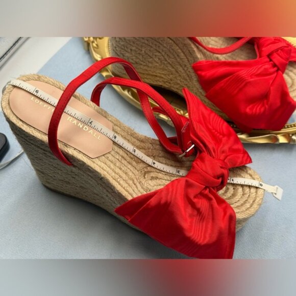 🆕 LOEFFLER RANDALL 🧿 NWOB Angelina Red Moiré Bow Wedge Espadrille, Sz 7 - Picture 16 of 16